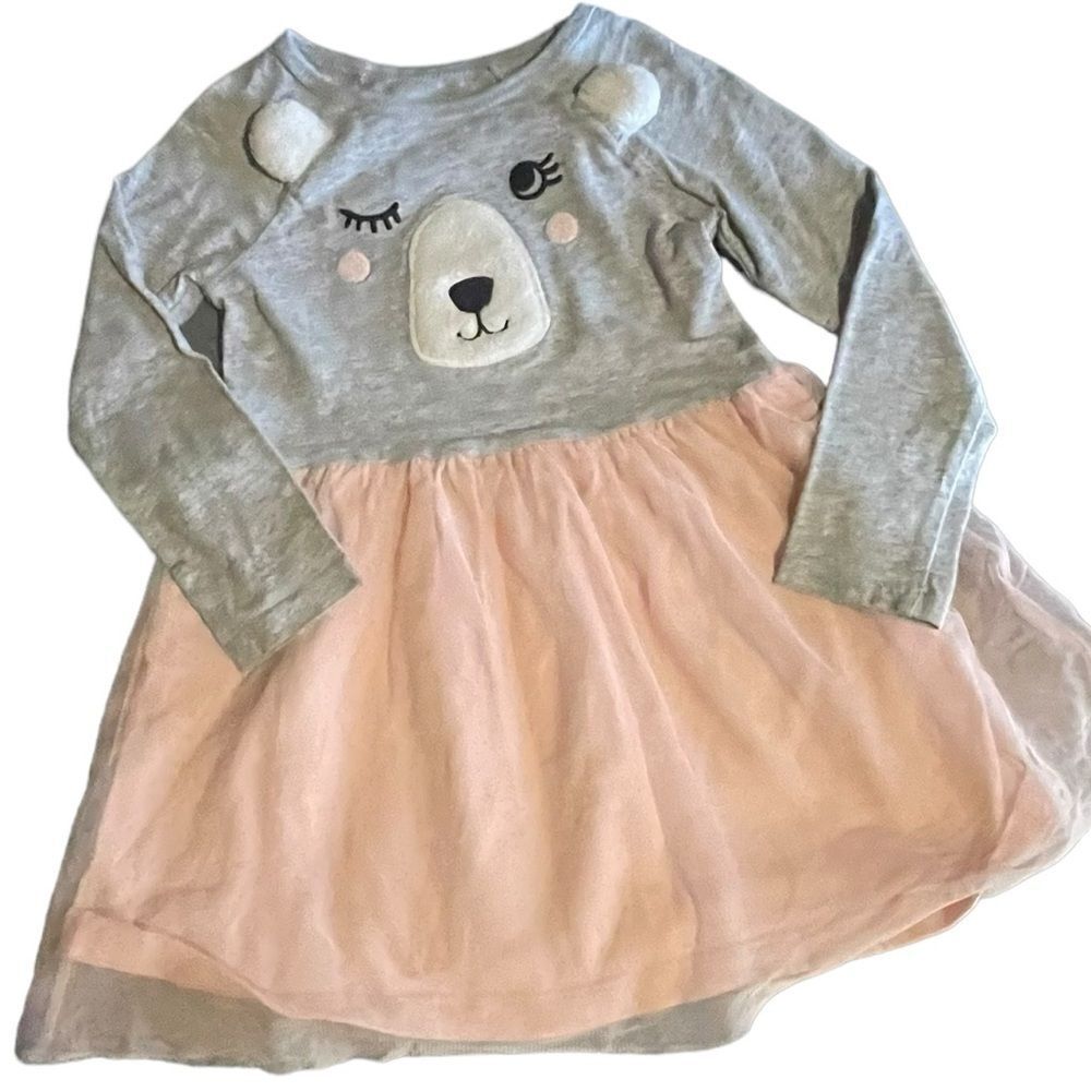 Adorable Gray and Pink Bear Dress for Kids